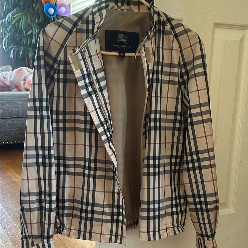 Burberry Beige and Black Plaid Jacket